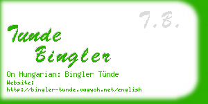 tunde bingler business card